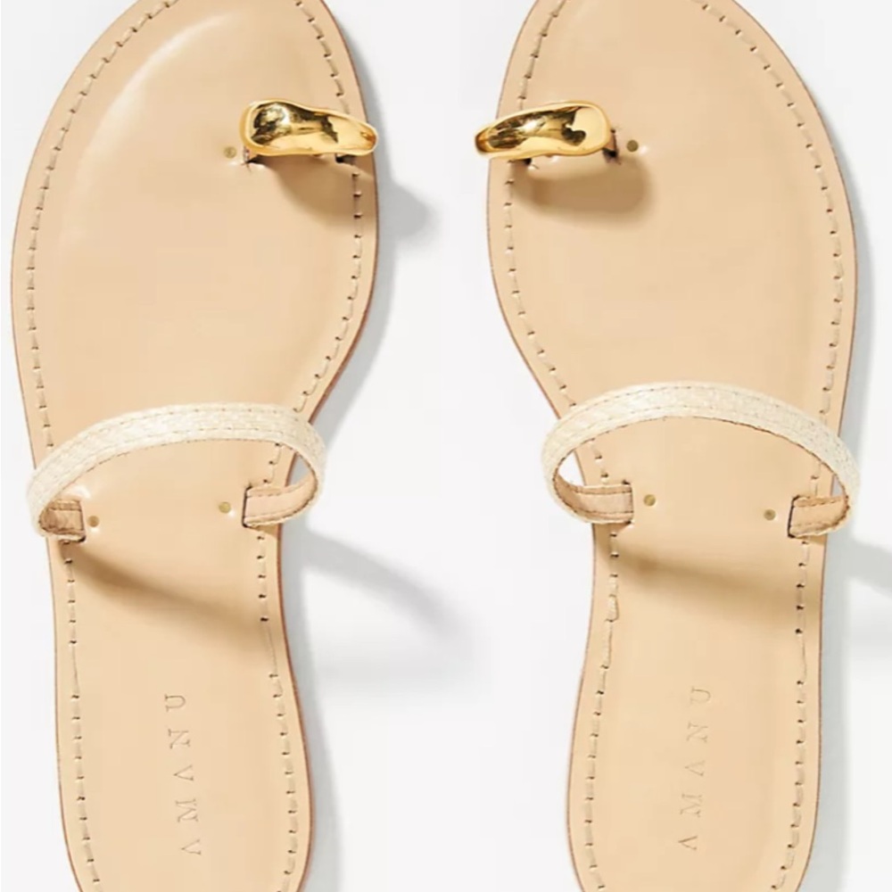 Authentic Luxury Amanu Gold Trim Sandals